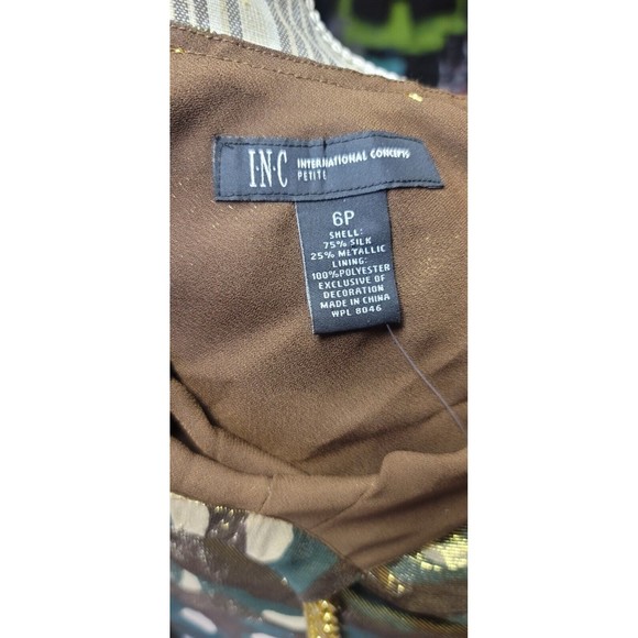 INC International Concepts Women's SZ 6P camo Print halter top gold chain collar - Picture 3 of 5